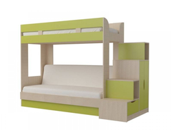 Двухъярусная кровать с диваном и угловой лестницей комодом АТL - 7501 (184x122 и 190x80) + 250 бонусов