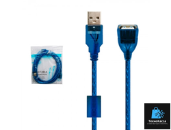 Кабель Удлинитель USB 2.0 USB A(M) - USB A(F) синий  1,5м с фильтром AA  (50pcs)