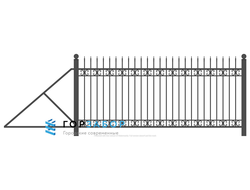 Откатные сварные ворота для дачи с элементами ковки KSZ15-27