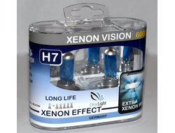 Автомобильные лампы галогенные комплект 2 шт / H7 / px26d/ 12V / 55W/Xenon Vision/ Эффект ксенона 6000К - белый свет