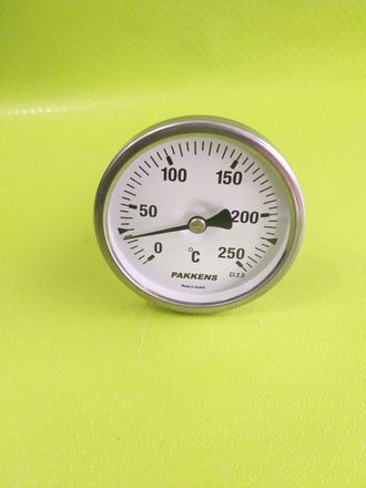 Термометр биметаллический PAKKENS с погружной гильзой 100мм, с диапазоном измеряемой температуры от 0 до 250°С, d-63мм Артикул: ST-510