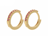 Швензы-кольца с розовым камнем позолота 14К без колечка