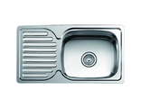 Кухонная мойка  прямоугольная, без отверстия под смеситель (универсальная) (760x420x180 мм, врезная, матовая, нержавеющая сталь, толщина - 0,8 мм, с сифоном) - Accoona