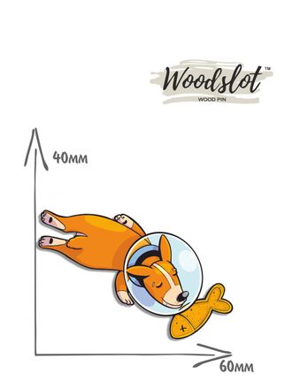 Космическая собака и рыбка - Брошь/значок - 743