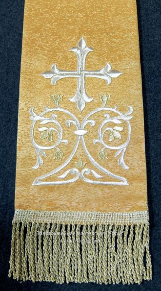 Закладка для Евангелия, золотистая с серебряной вышивкой