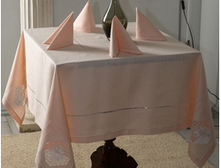 Комплект льняного столового белья "Сенецио" - прямоугольная скатерть с вышивкой 140*180 см и салфетки 6 шт.