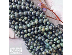 "Яшма кембаба" риолит с включениями кварца, шары 6,5-6,7/8,6-8,8/10,1-10,3 мм, цена за нить 19 см