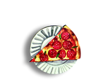 Пицца на тарелке -Брошь/ значок - 253