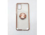 Защитная крышка Samsung Galaxy A71 прозрачная с бампером &#039;розовое золото&#039; и кольцом держателем