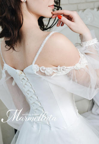 Свадебное платье на бретелях с рукавами "Mirella" прокат Уфа