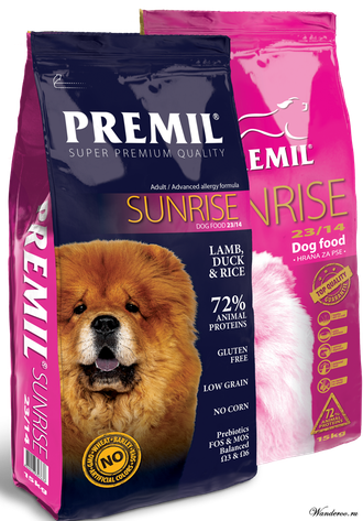 Premil Sunrise Премил Санрайз корм для собак, с ягненком, уткой и рисом 15 кг.