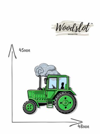 Зеленый трактор - Брошь/ значок - 685