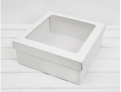 Коробка ПЛОТНАЯ из гофрированного картона с ОКНОМ 30*30*10, Белая (крышка-дно)