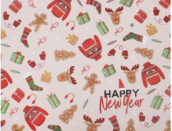 Бумага упаковочная глянцевая "Новогодние мелочи", 70 х 100 см, 1 лист