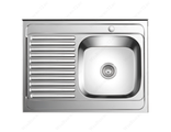 Кухонная мойка  прямоугольная (правая) накладная, глянцевая, нержавеющая сталь, толщина - 0,8 мм, с сифоном) - Accoona