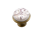 Ручка-кнопка, старая бронза/керамика (коричневый орнамент)