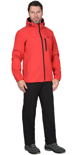 Куртка -Азов" с капюшоном красная софтшелл пл 350 г/кв.м