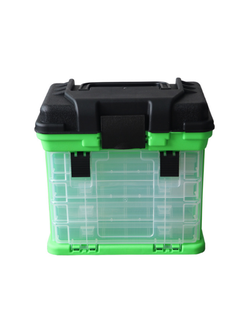 Ящик спиннингиста 4 коробки (зеленый) 27*26*17см