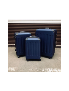 Комплект из 3х чемоданов ABS с накладками S,M,L темно-синий
