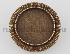 основа для броши "Круглая" 28 мм, цвет-античная бронза