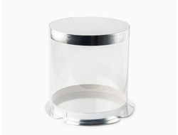 Коробка для торта прозрачная / тубус, диаметр 300 * высота 284 мм, СЕРЕБРО