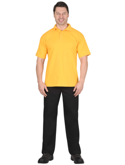 Рубашка-поло короткие рукава желтая, рукав с манжетом, пл. 180 г/кв.м.