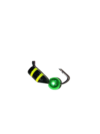 Мормышка вольфр. МАСТИВ Безнасадка 3 пчелка желт, латун.шарик 0,8гр.зеленый металик (уп-ка 10шт.) арт.719