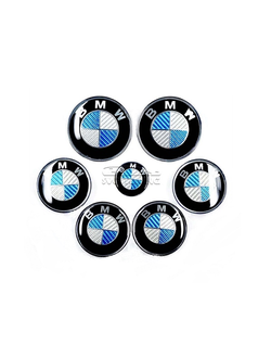 Комплект штатных синих эмблем под карбон для BMW