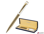 Ручка подарочная шариковая GALANT «Mont Pelerin», корпус золотистый с белым, золотистые детали, пишущий узел 0,7 мм, синяя. 141661