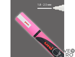 Маркер меловой Uni Chalk 5M 1,8-2,5мм овальный (розовый)