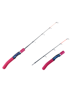 Удочка зимняя штекерная 57см/ ручка неопрен КРАСНАЯ/ хлыст кивок плоский 38см