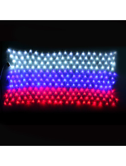 Гирлянда-сетка "Флаг России", 240 светодиодов, 150х90 см, контроллер 8 режимов, белый/синий/красный
