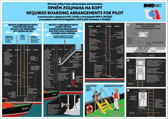 Плакат ИМО «Приём лоцмана на борт» (RUS/ENG)