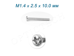 Винт М1.4*2.5*10.0 мм общего назначения серебро (100шт)