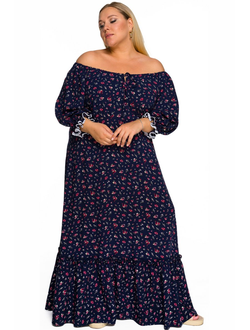 Платье с резинкой по вырезу и воланом ЛТ 2231902 голубой