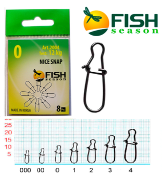 Застежка FishSeason Nace Snap, №00 (9кг) (10 уп.) арт. 2004