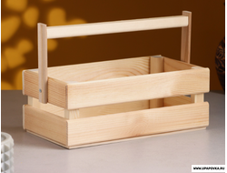 Кашпо деревянное 24.5×13.5×9 см, двухреечное люкс