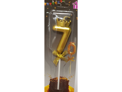 Свеча в торт на шпажке «Цифра с Короной»,  Золото, цифра 7