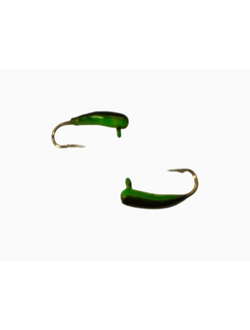 Мормышка вольфр. МАСТИВ Банан 2 петля чёрный+зелёный, б/о, 0,3гр. арт: 708