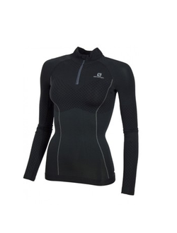 Футболка женская Salomon  EXO MOTION LS ZIP TEE W BLACK/DARK CLOUD