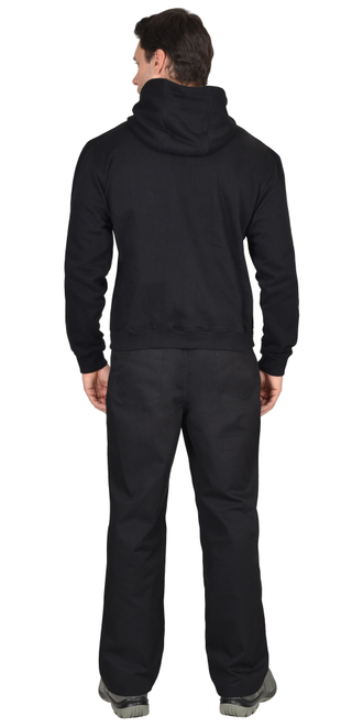 Толстовка с капюшоном черная, х/б-100%, футер 3-х ниточный, карман "Кенгуру"пл. 320 г/кв.м.