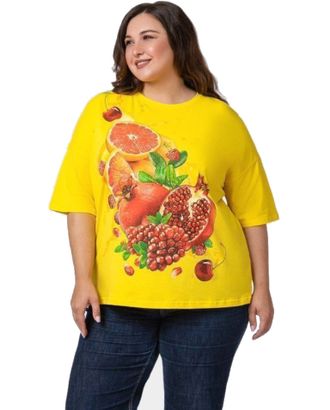 Женская свободная футболка оверсайз Арт. 8601-7923 (цвет желтый) Размеры 52-78