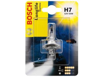 Лампа BOSCH Longlife Daytime H7 12V 55W блистер 1 шт. увелич. в 3 раза срок службы