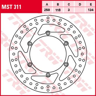 Тормозной диск передний TRW MST311 для мотоциклов Kawasaki KLX400 // Suzuki RM 125/250, DR-Z 250/400 // Yamaha YZ 125/250/426/450, WR 125/250/426/450