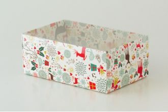Коробка подарочная ВЫСОКАЯ 2П-В с Прозрачной крышкой (18*11* выс 7 см), Олени