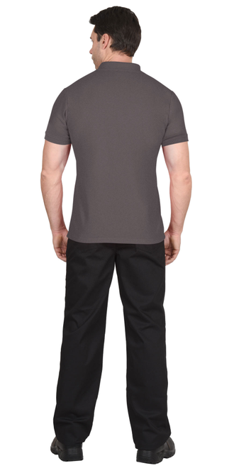 Рубашка-поло короткие рукава серая, рукав с манжетом, пл. 180 г/кв.м.