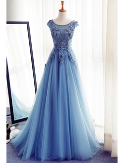 Серо-голубое бальное платье "Cinderella" прокат Уфа