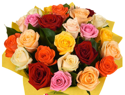 Букет Роз (25) Разноцветных Краски Любви