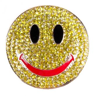 Магнит со стразами Смайлик  улыбка (цвет-золото) 4 см