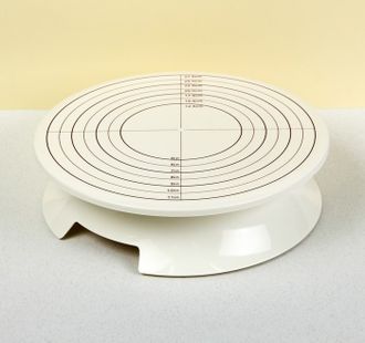 Подставка для торта вращающаяся с разлиновкой, с рычагом-блокиратором вращения